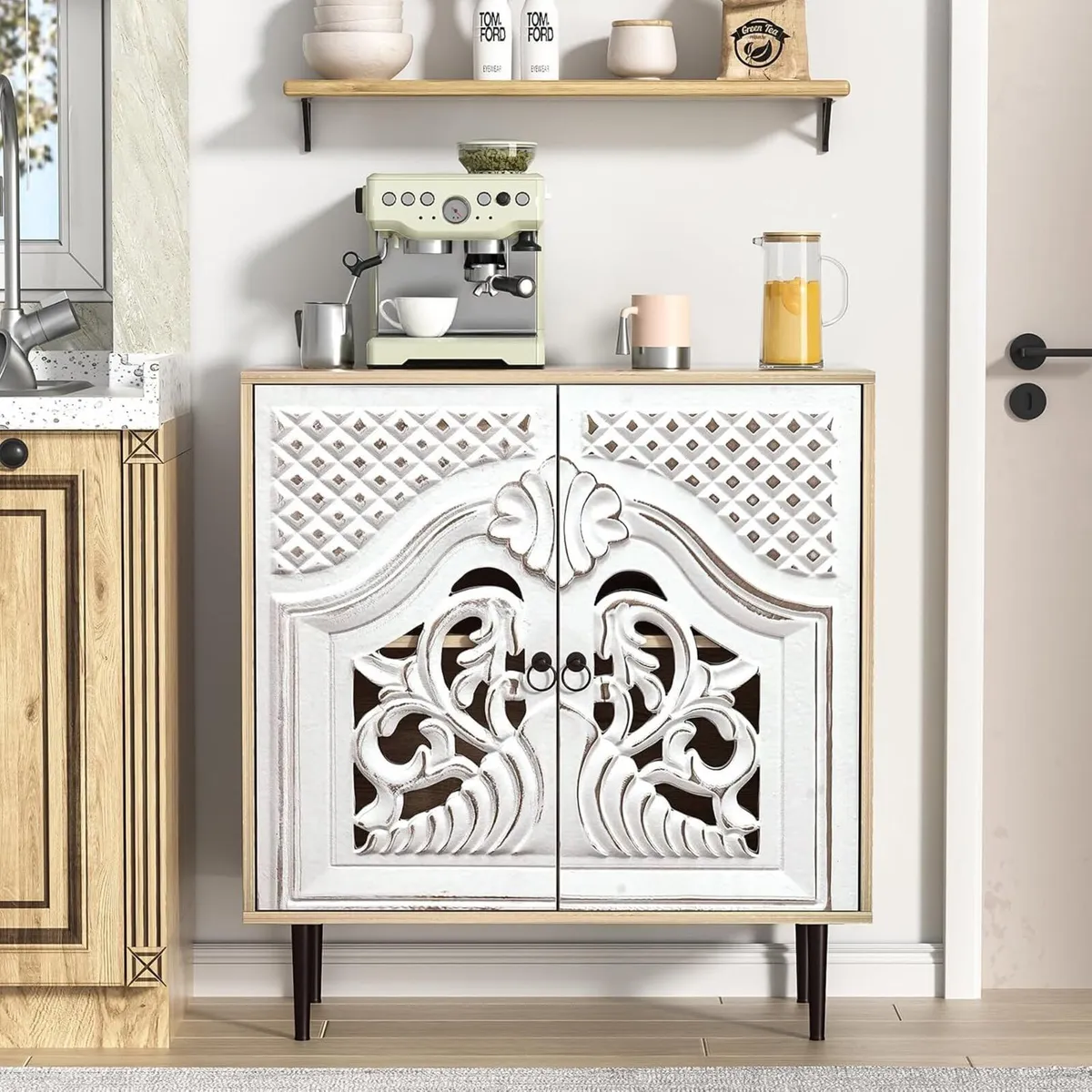 Wood Carving Sideboards for Living Room Accent - Image 4