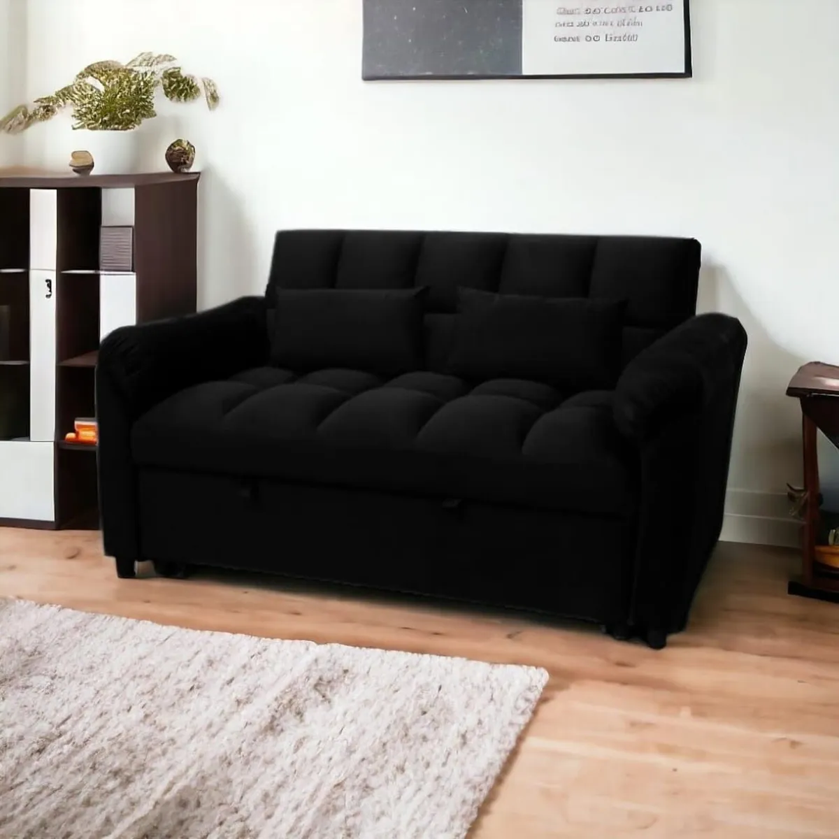 🛋️ PULL-OUT DOUBLE SOFA BED – TOKYO BLACK - Image 1