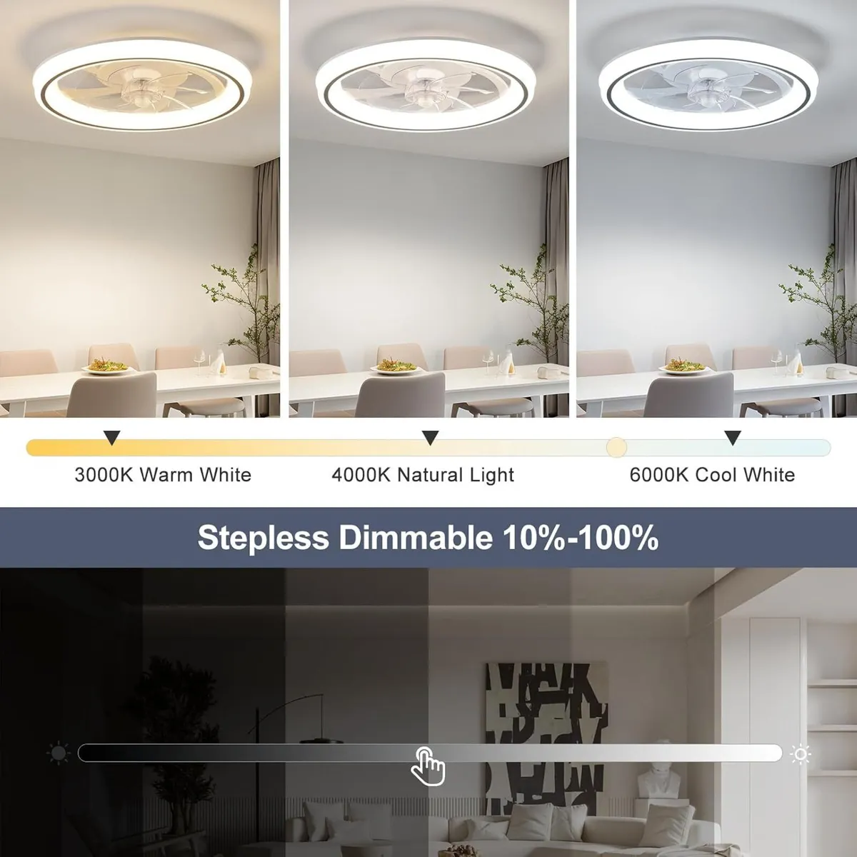 48CM Ceiling Fan with Lights Remote 50W 4000lm - Image 2