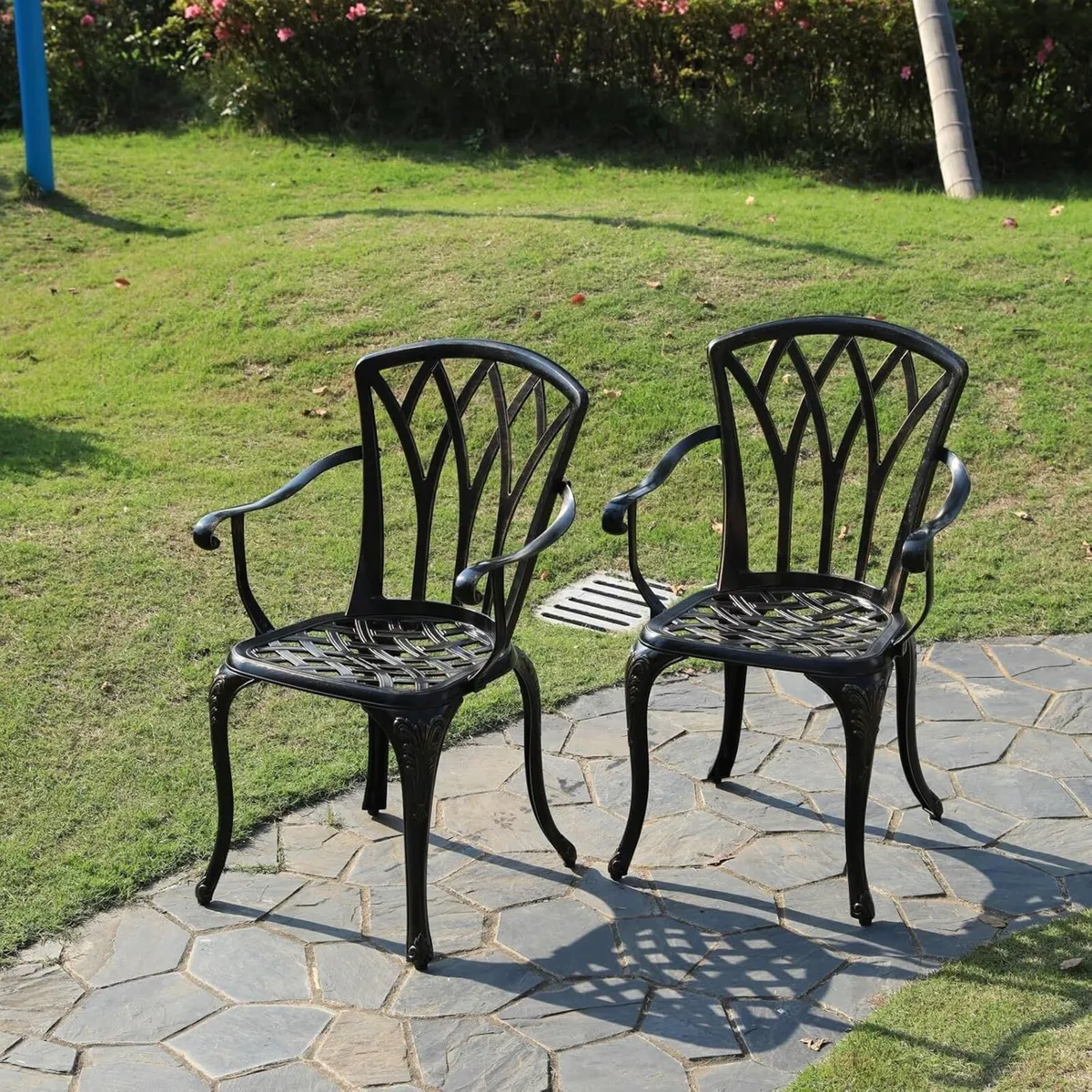 Aluminium Garden Chairs Rose Design Antique Style - Image 2