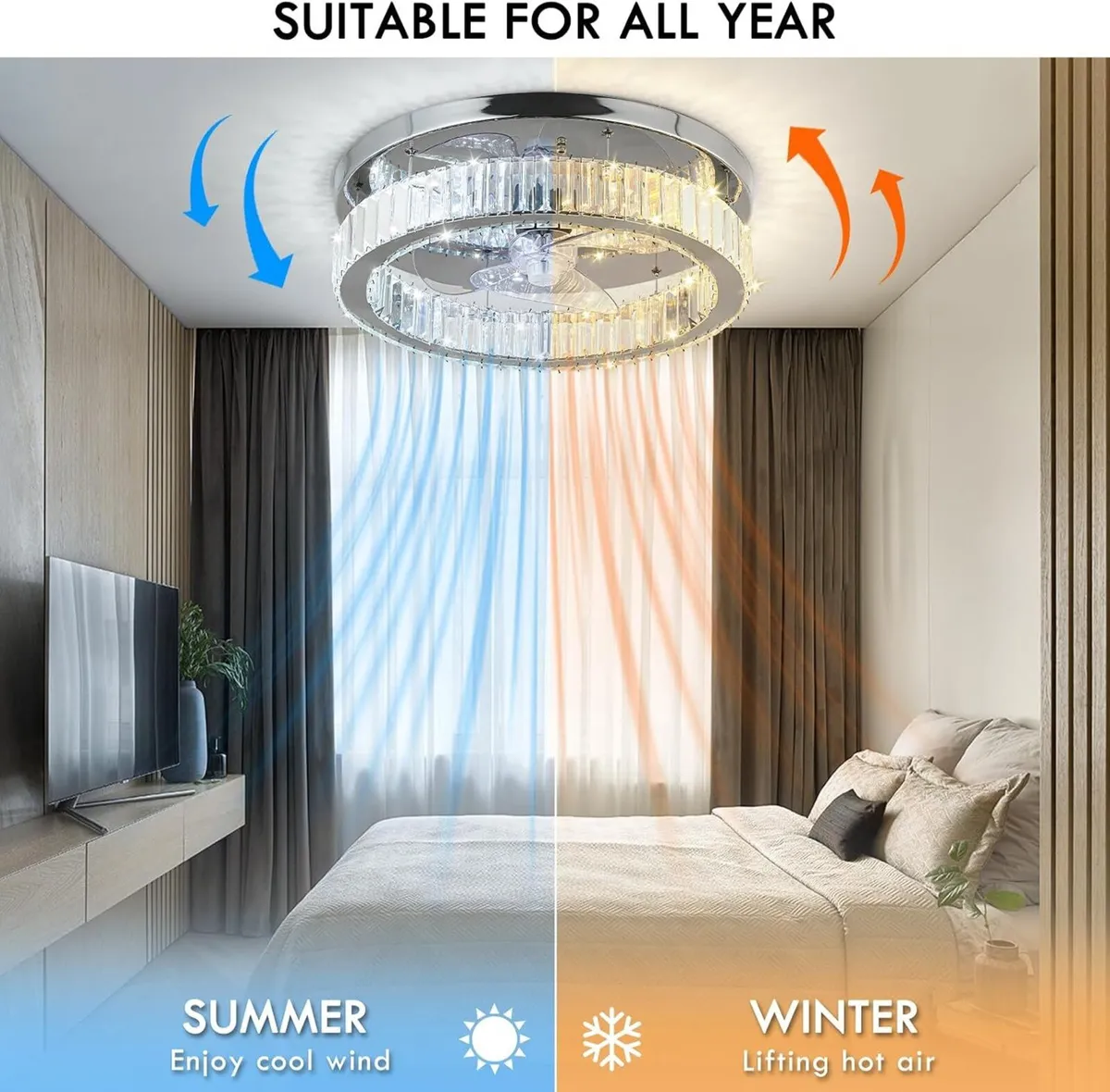 45CM Crystal Ceiling Fans with Lights - Image 4