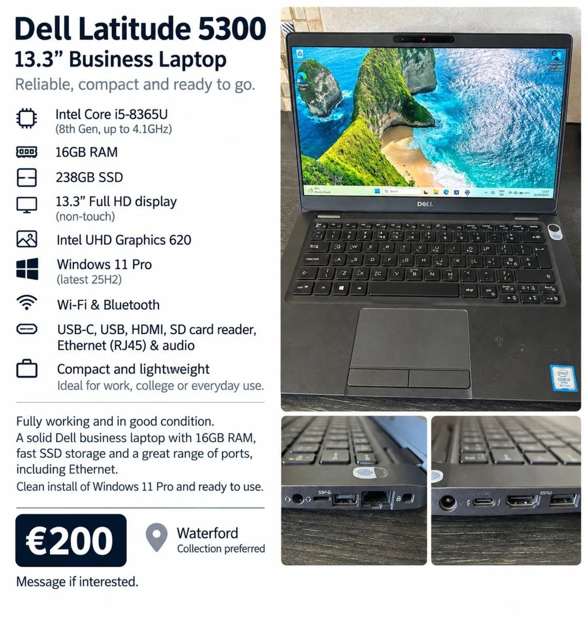 Dell Latitude 5300 – i5 / 16GB RAM / 256GB SSD - Image 1