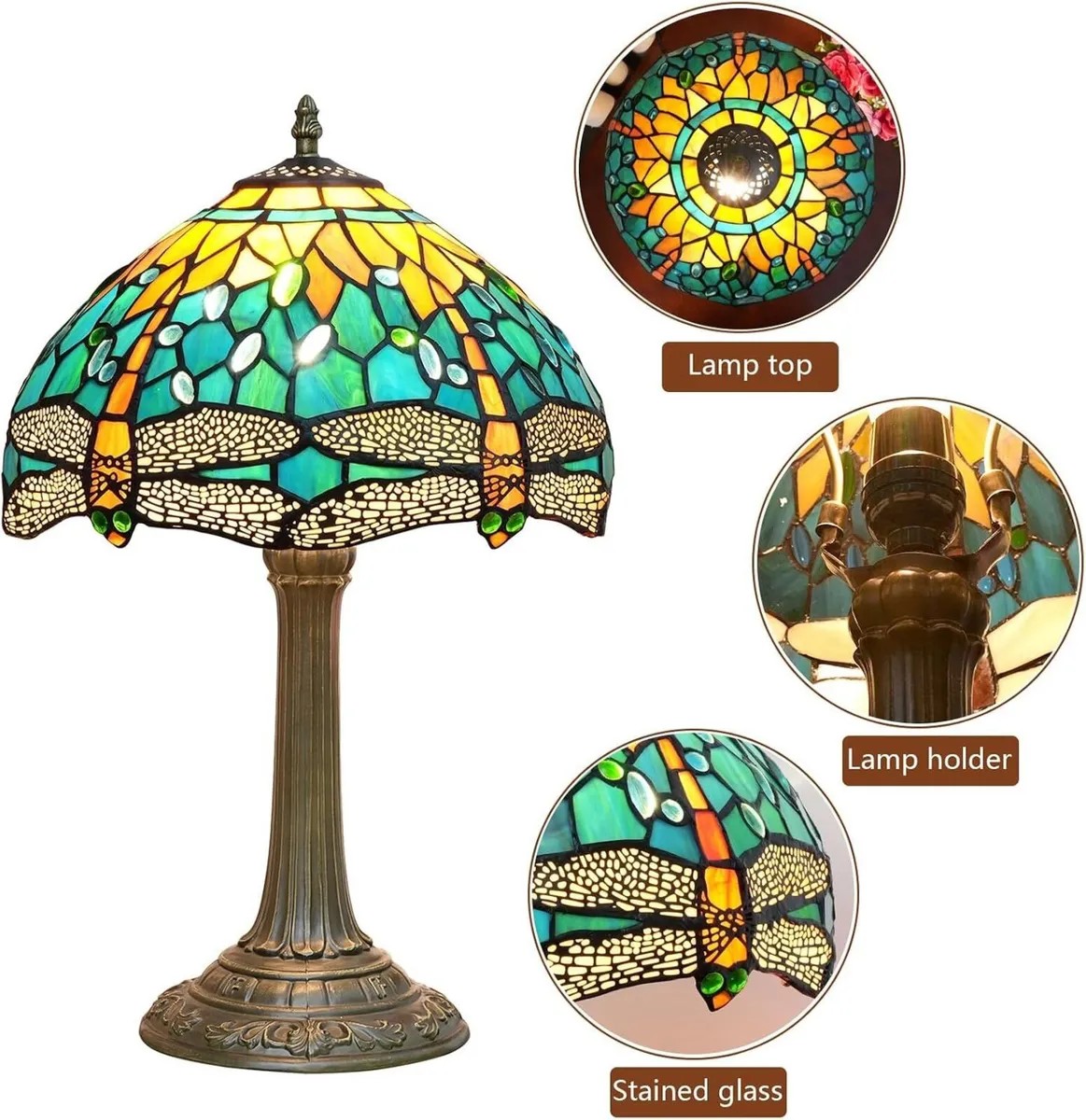 Vintage Dragonfly Tiffany Style Stained Glass End - Image 4