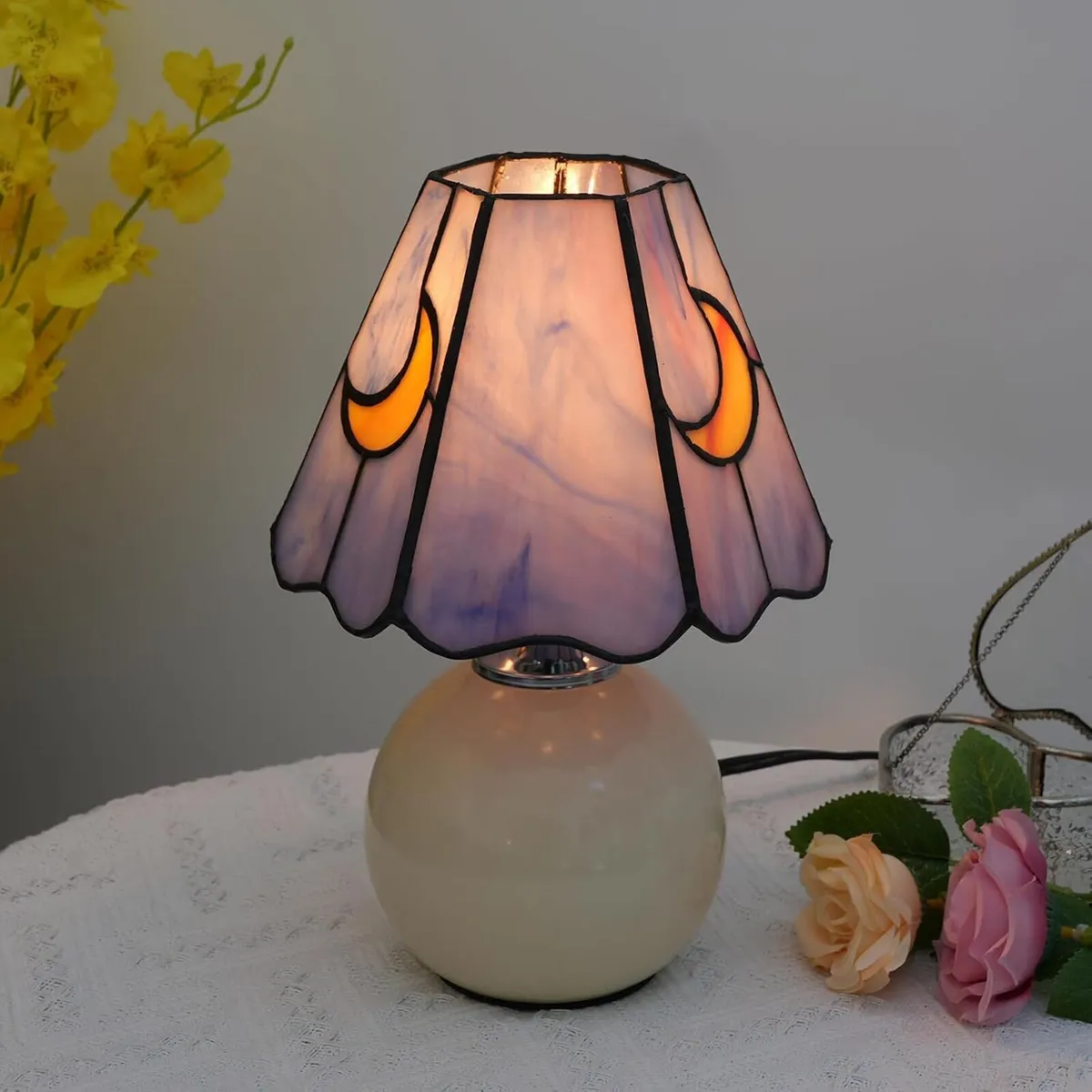 Tiffany Style Moon Mushroom Stained Glass Table - Image 4