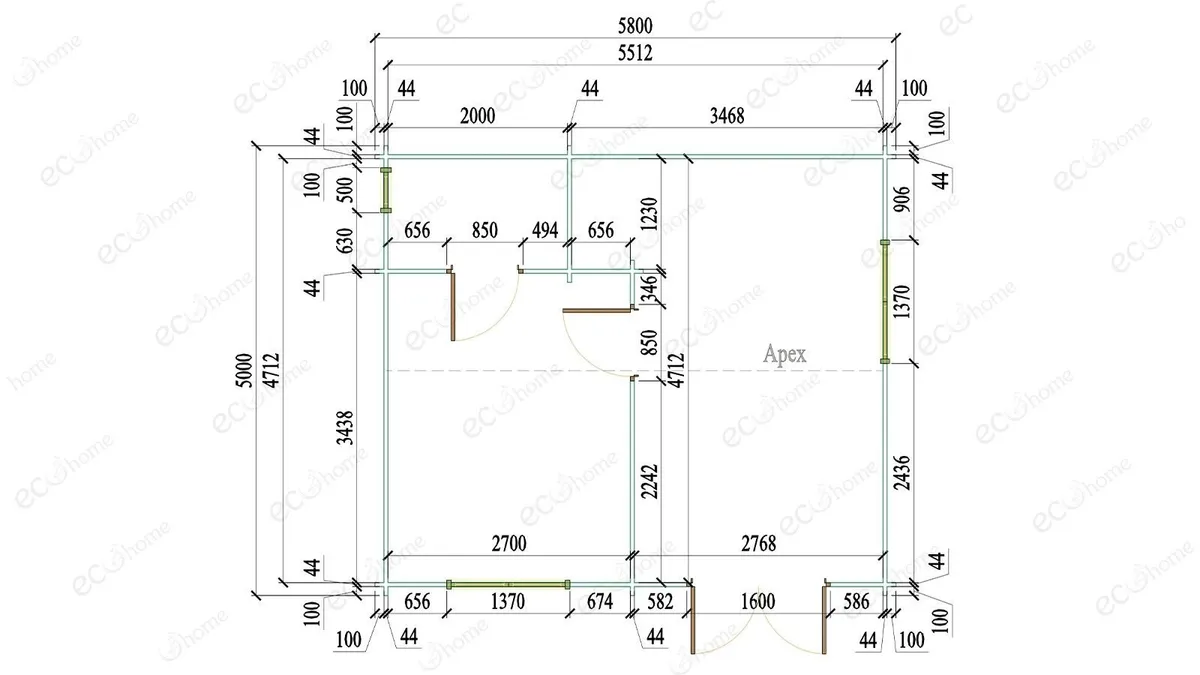 Ecohome Log Cabins 1 Bed A 5.8m x 5m (29 sq.m.) - Image 3
