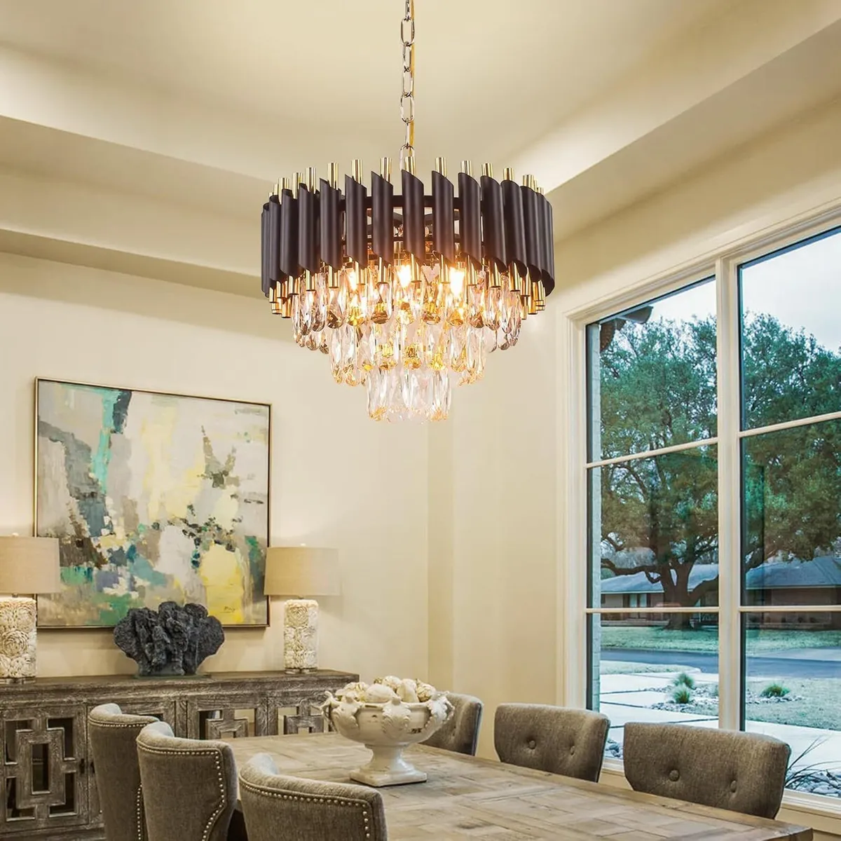 Oval K9 Crystal Chandelier 10-Light E14 Pendant - Image 2