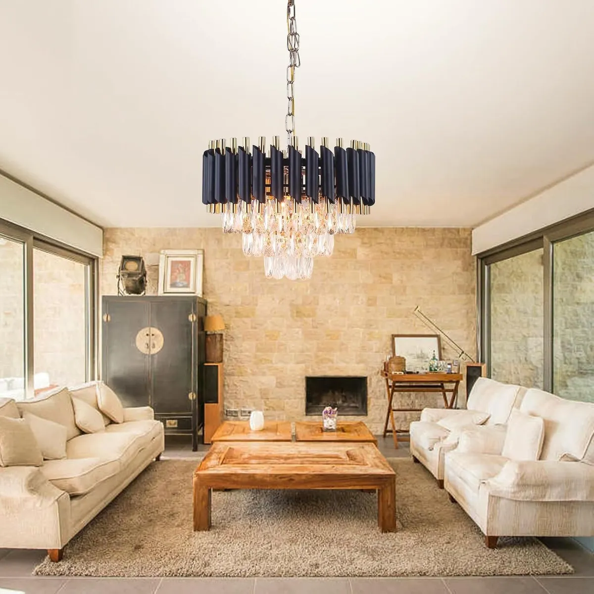 Oval K9 Crystal Chandelier 10-Light E14 Pendant - Image 4