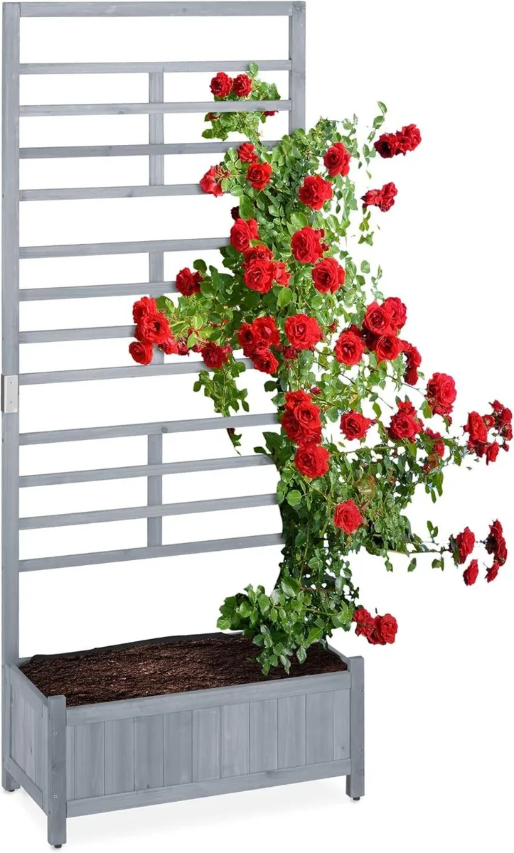 Planter Box with Trellis Balcony Garden Wooden - Image 1