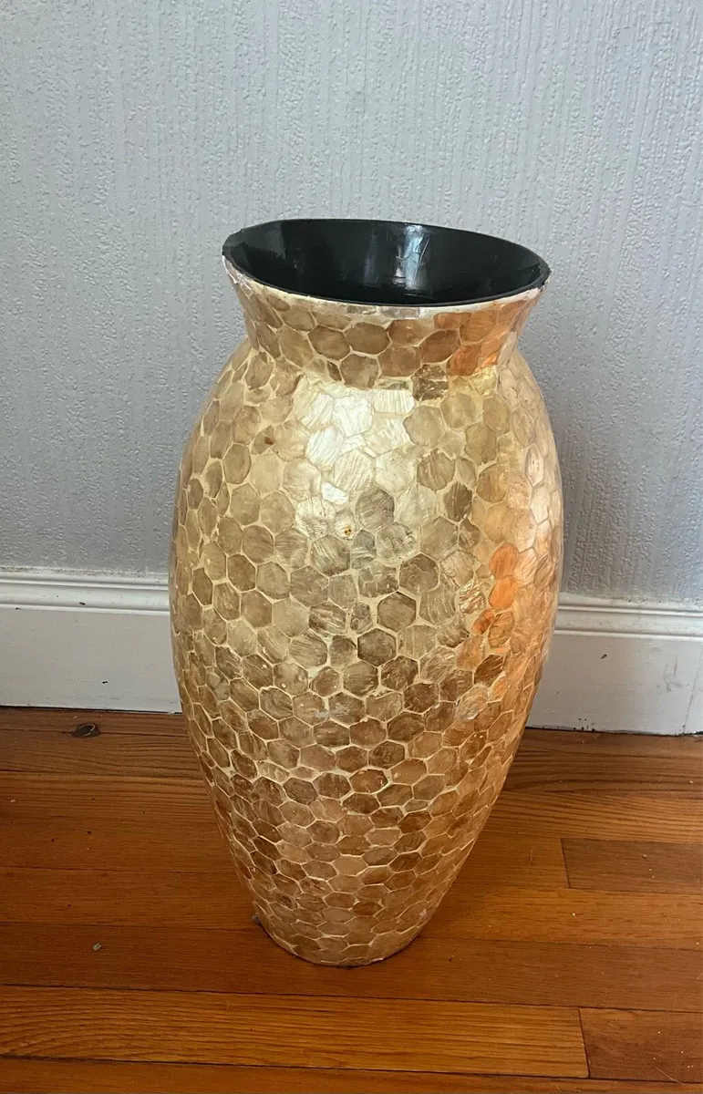 Handcrafted Gold Capiz Shell Decorative Vase - Image 2