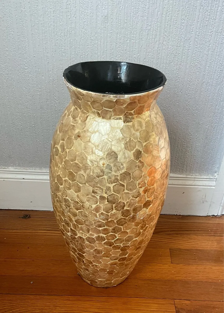 Handcrafted Gold Capiz Shell Decorative Vase - Image 3