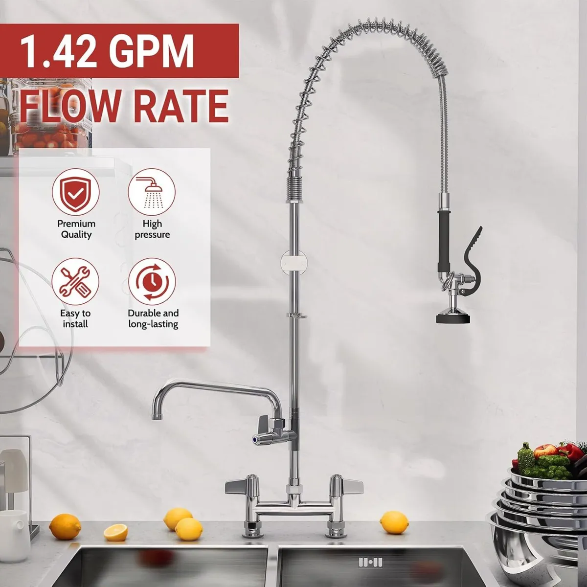 Commercial Kitchen Pre-Rinse Spray Tap Double - Image 2