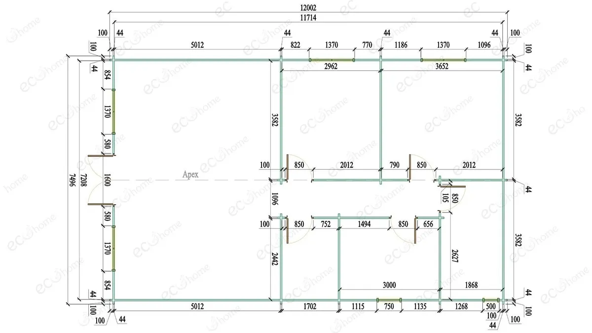 Ecohome Log Cabins 3 Bed B 7.5m x 12m (90sq.m.) - Image 4