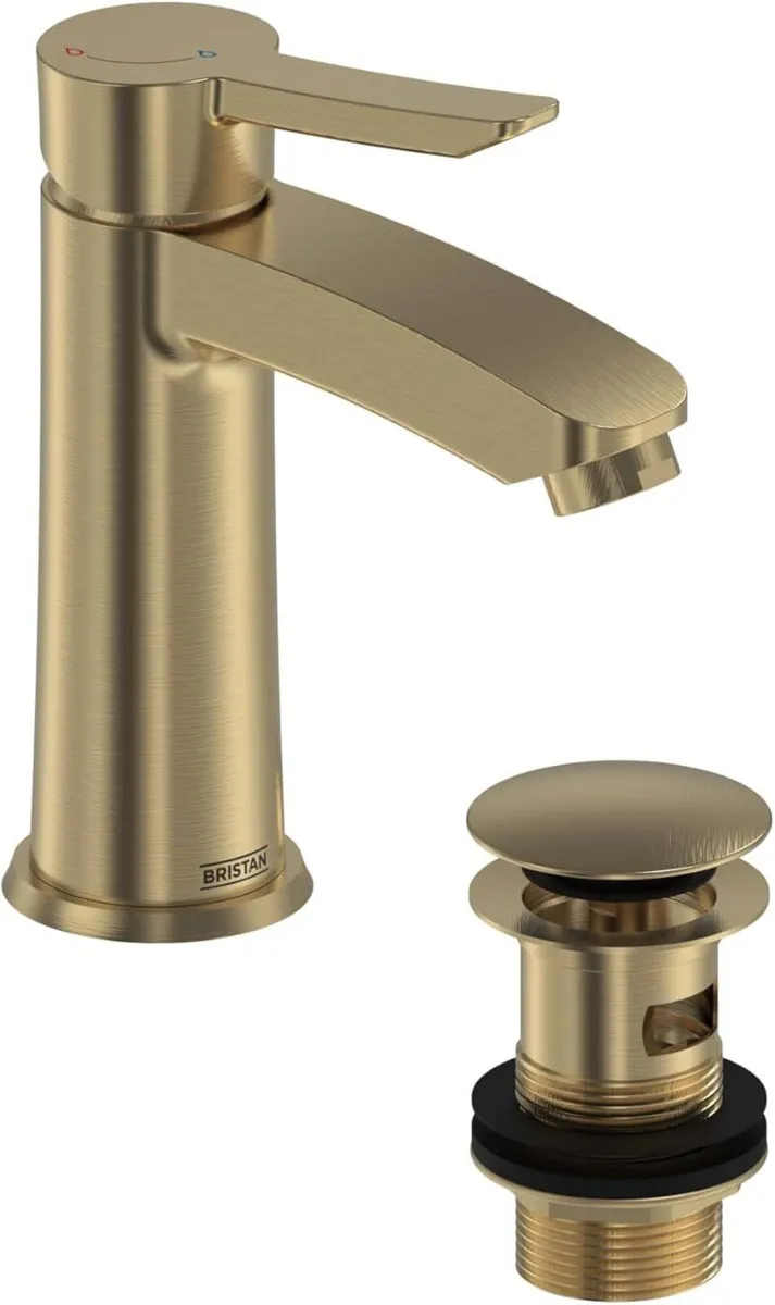 Bathroom Taps Brushed Brass Basin Mixer Tap - Image 2