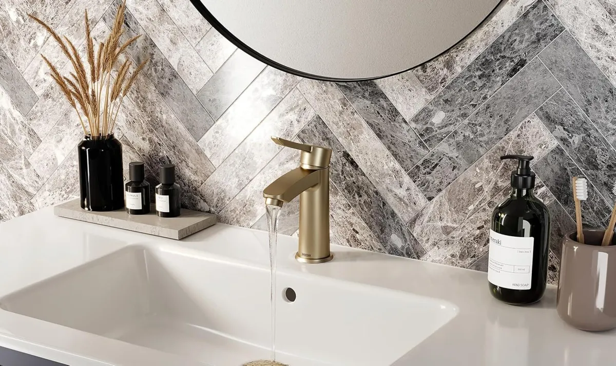 Bathroom Taps Brushed Brass Basin Mixer Tap - Image 4
