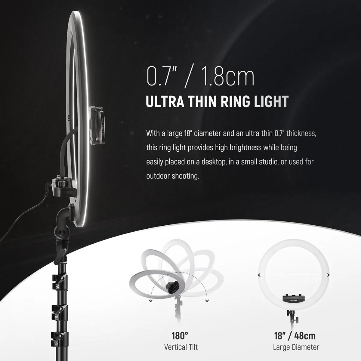 Professional 18 Inch Ring Light with Tripod Stand - Image 2