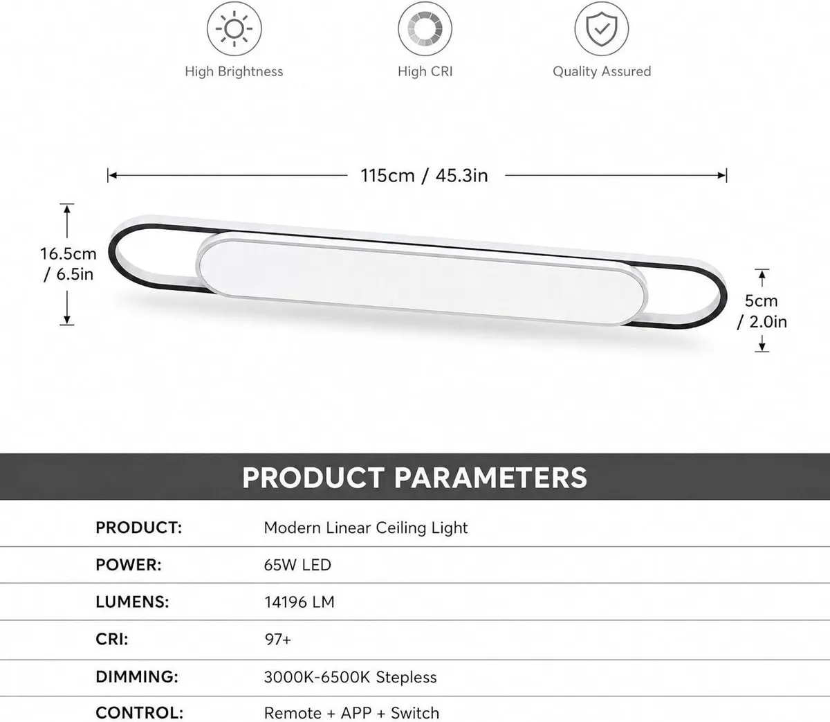 LED Ceiling Light Modern Linear Lamp Smart - Image 4