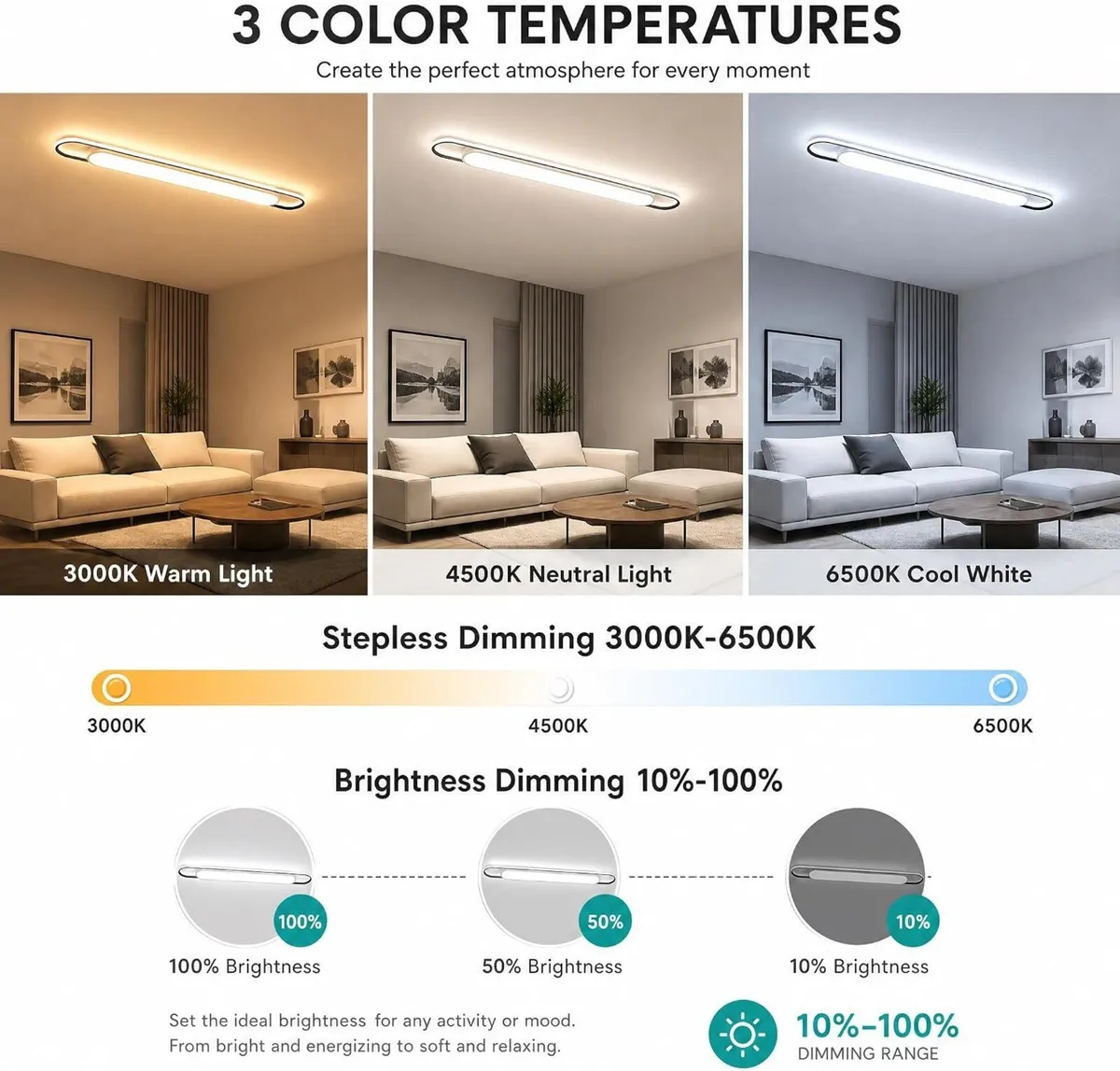 LED Ceiling Light Modern Linear Lamp Smart - Image 2