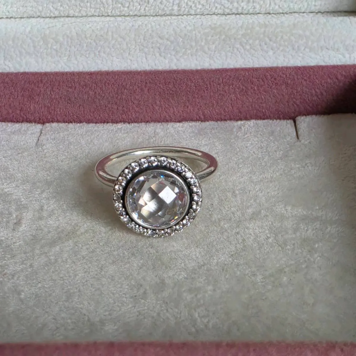 Pandora silver ring with large central clear - Image 2