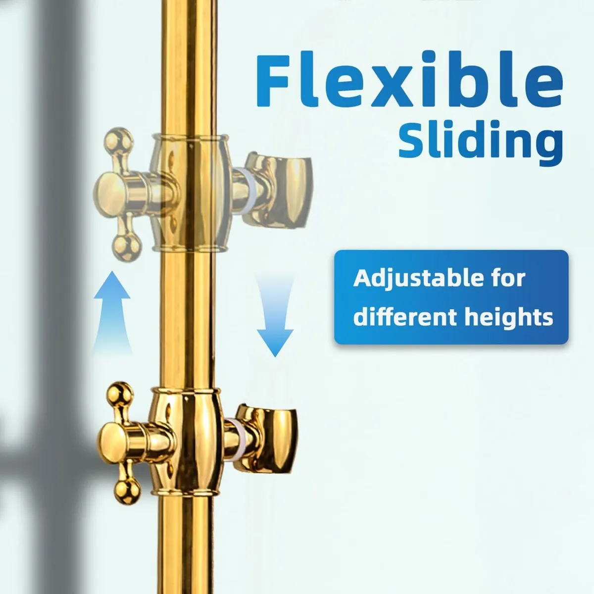 Brass Shower Head with Slide Bar Kit Wall - Image 2