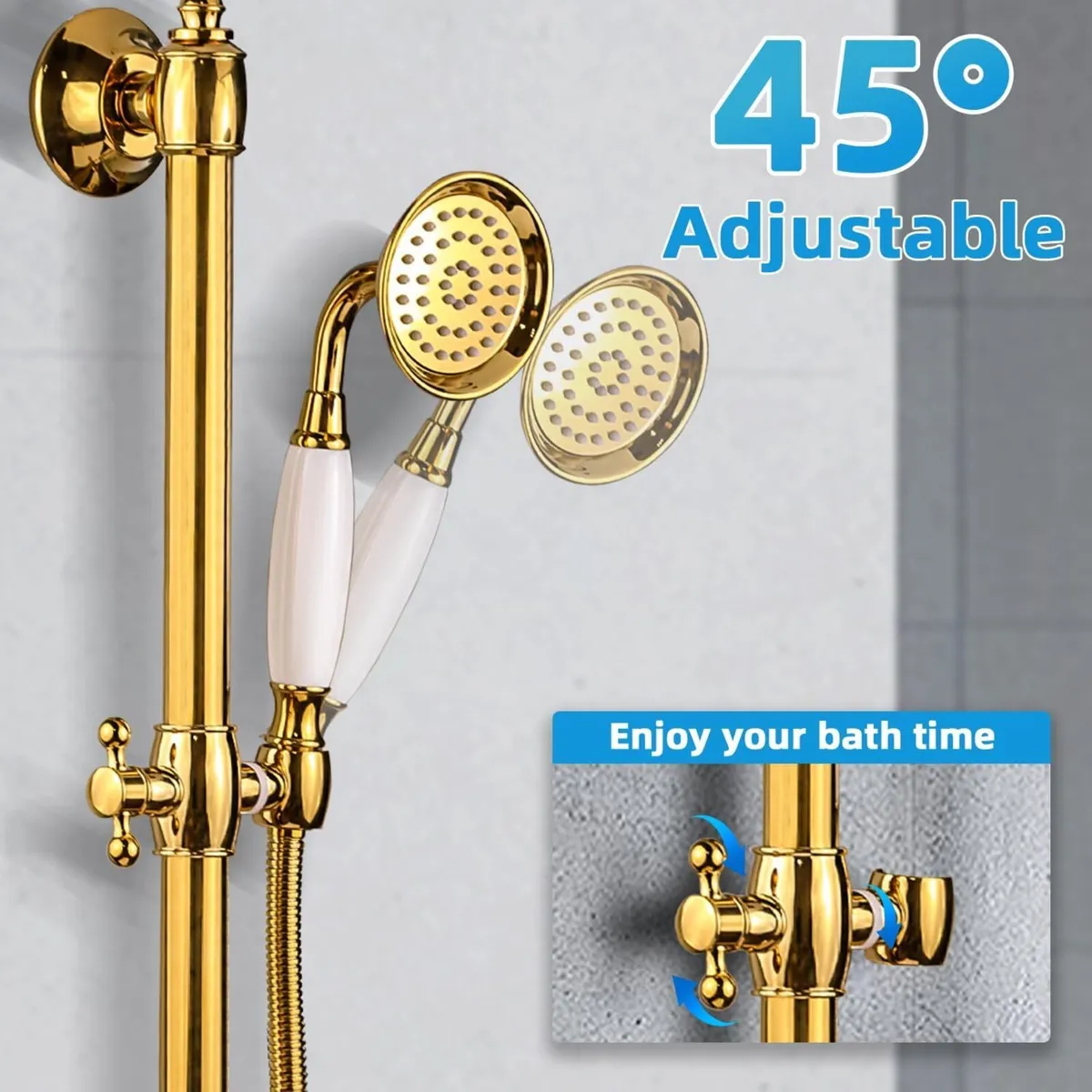 Brass Shower Head with Slide Bar Kit Wall - Image 4