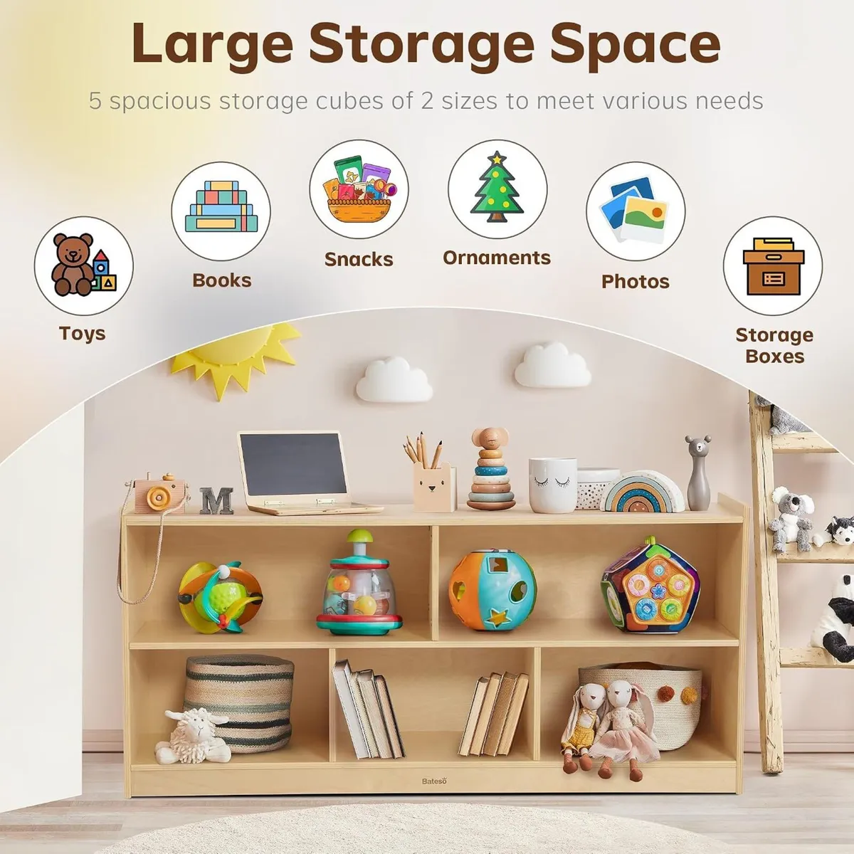 Large Toy Storage Organiser 2-Shelf Montessori - Image 3