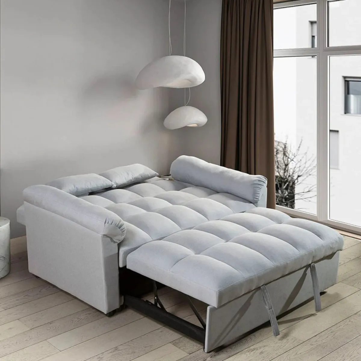 🛋️ PULL-OUT DOUBLE SOFA BED – TOKYO GREY - Image 2