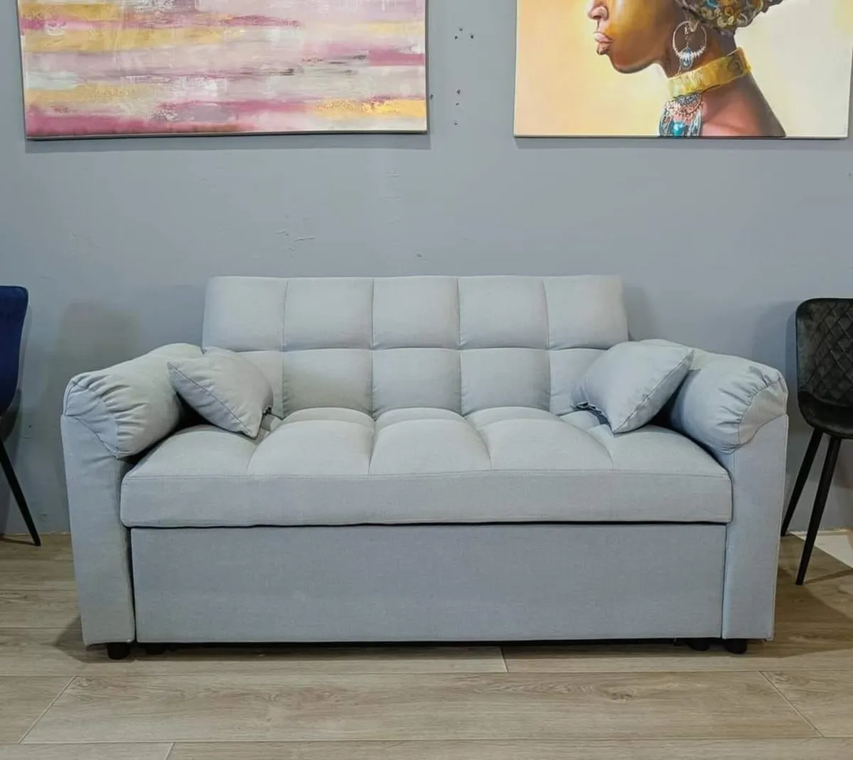 🛋️ PULL-OUT DOUBLE SOFA BED – TOKYO GREY - Image 1