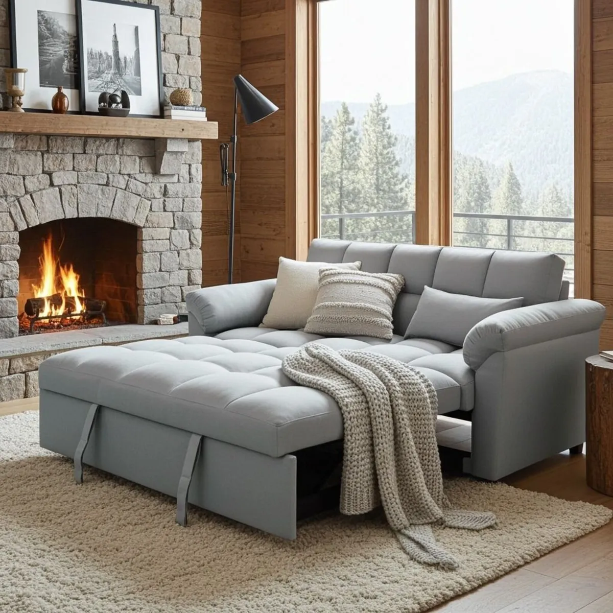 🛋️ PULL-OUT DOUBLE SOFA BED – TOKYO GREY - Image 2