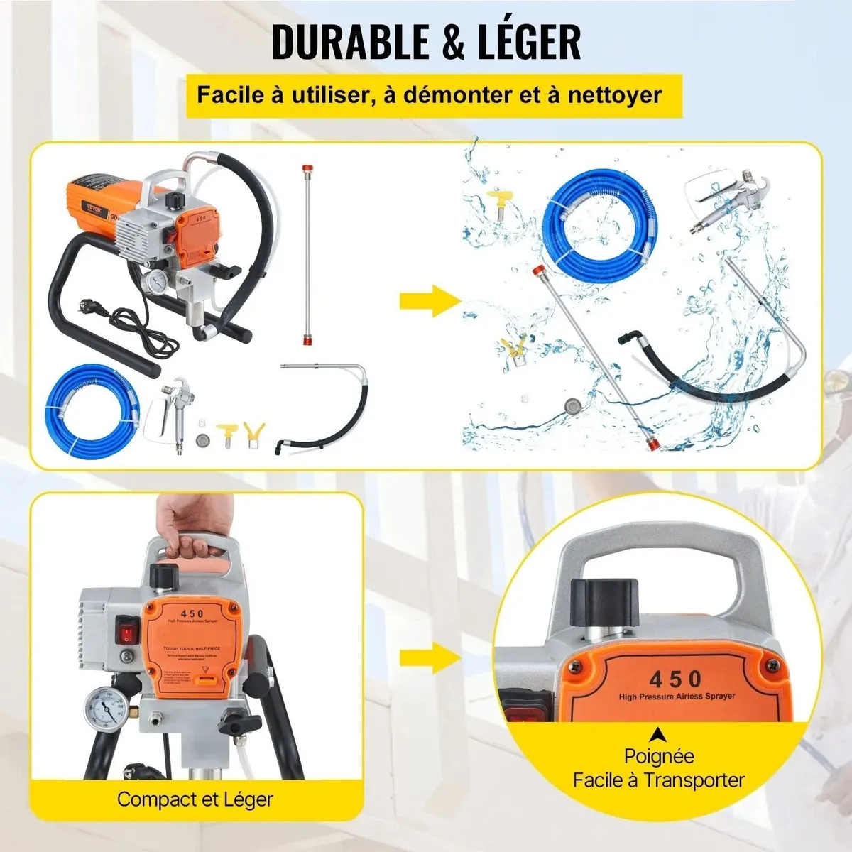 Airless Paint Sprayer 1800W Adjustable Pressure - Image 4