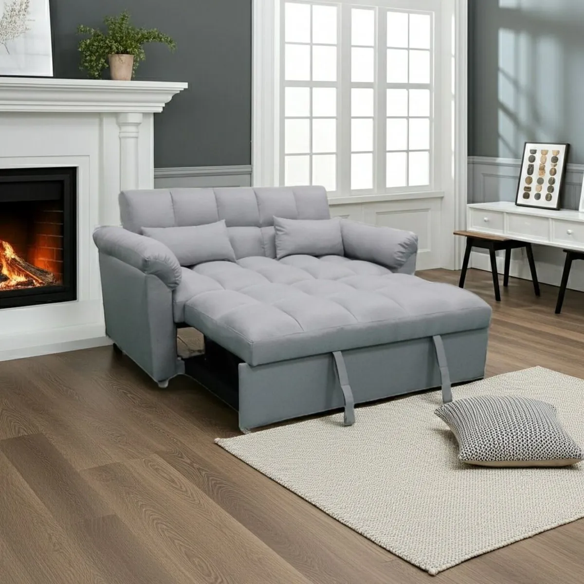 🛋️ PULL-OUT DOUBLE SOFA BED – TOKYO GREY - Image 2