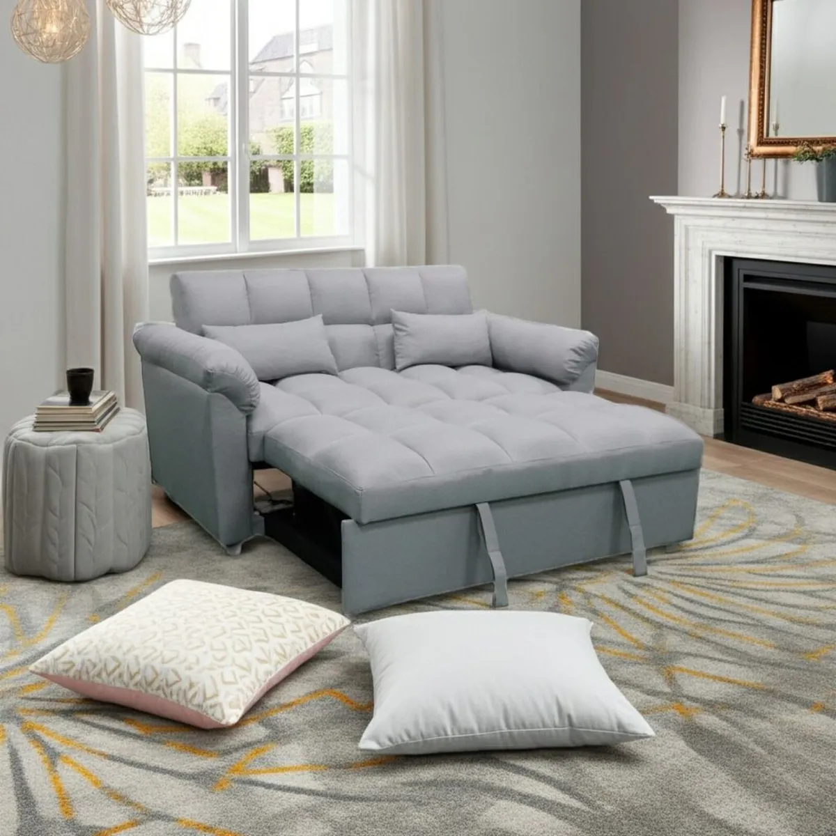 🛋️ PULL-OUT DOUBLE SOFA BED – TOKYO GREY - Image 2