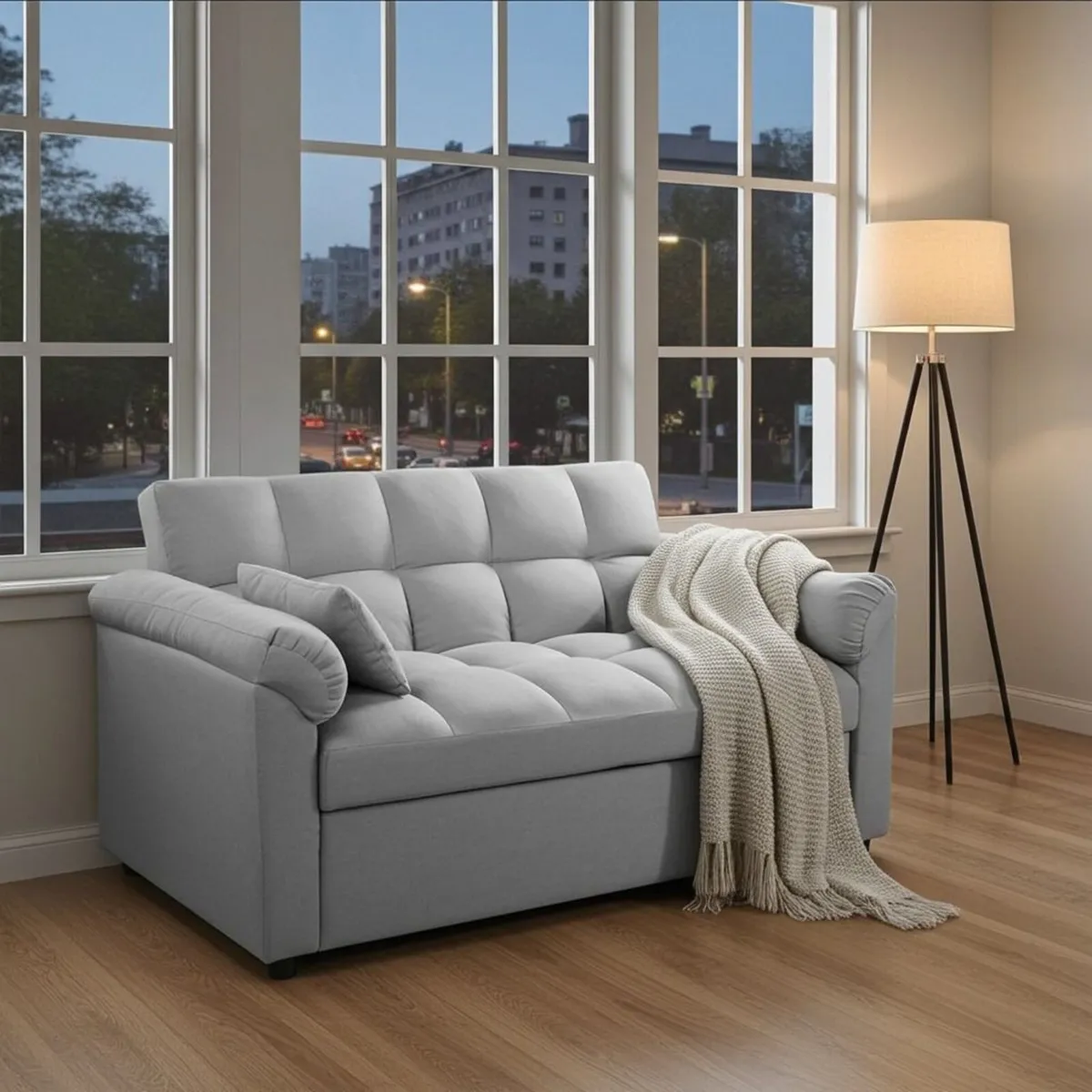🛋️ PULL-OUT DOUBLE SOFA BED – TOKYO GREY - Image 3