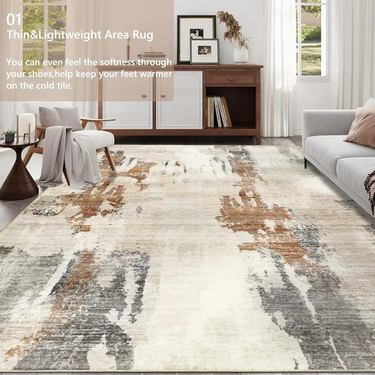 Modern Abstract Area Rug Living Room Extra Large - Image 2