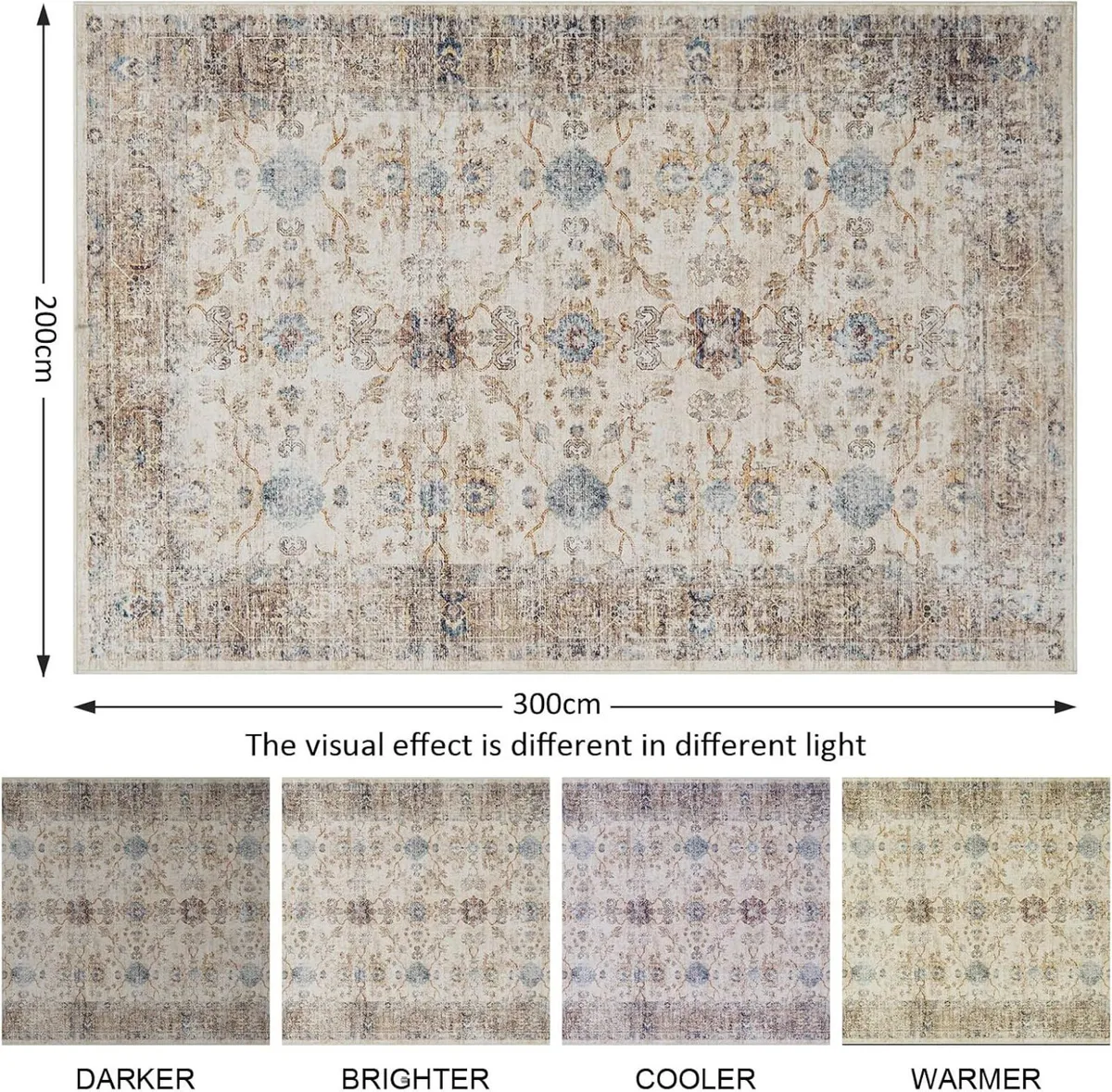 Vintage Rug160x230CM Washable Rugs Living Room - Image 2