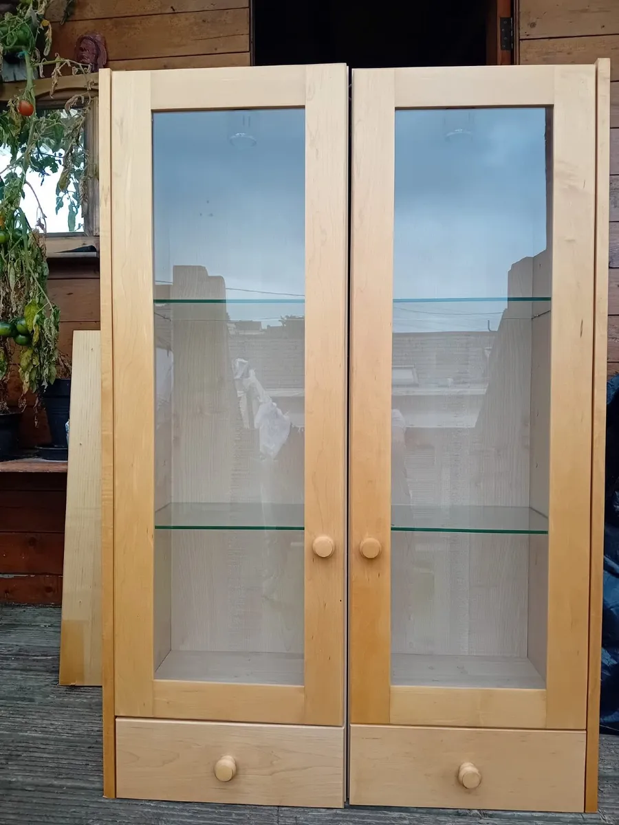 2 x tall wooden cabinets - Image 1