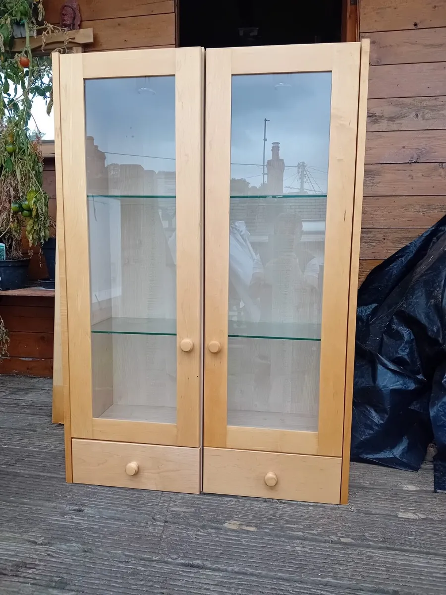2 x tall wooden cabinets - Image 2