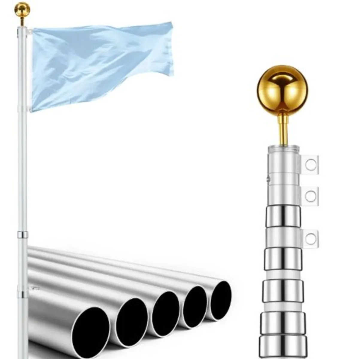 Flag Pole, 9.14 m Heavy Duty Telescopic Flagpole - Image 1