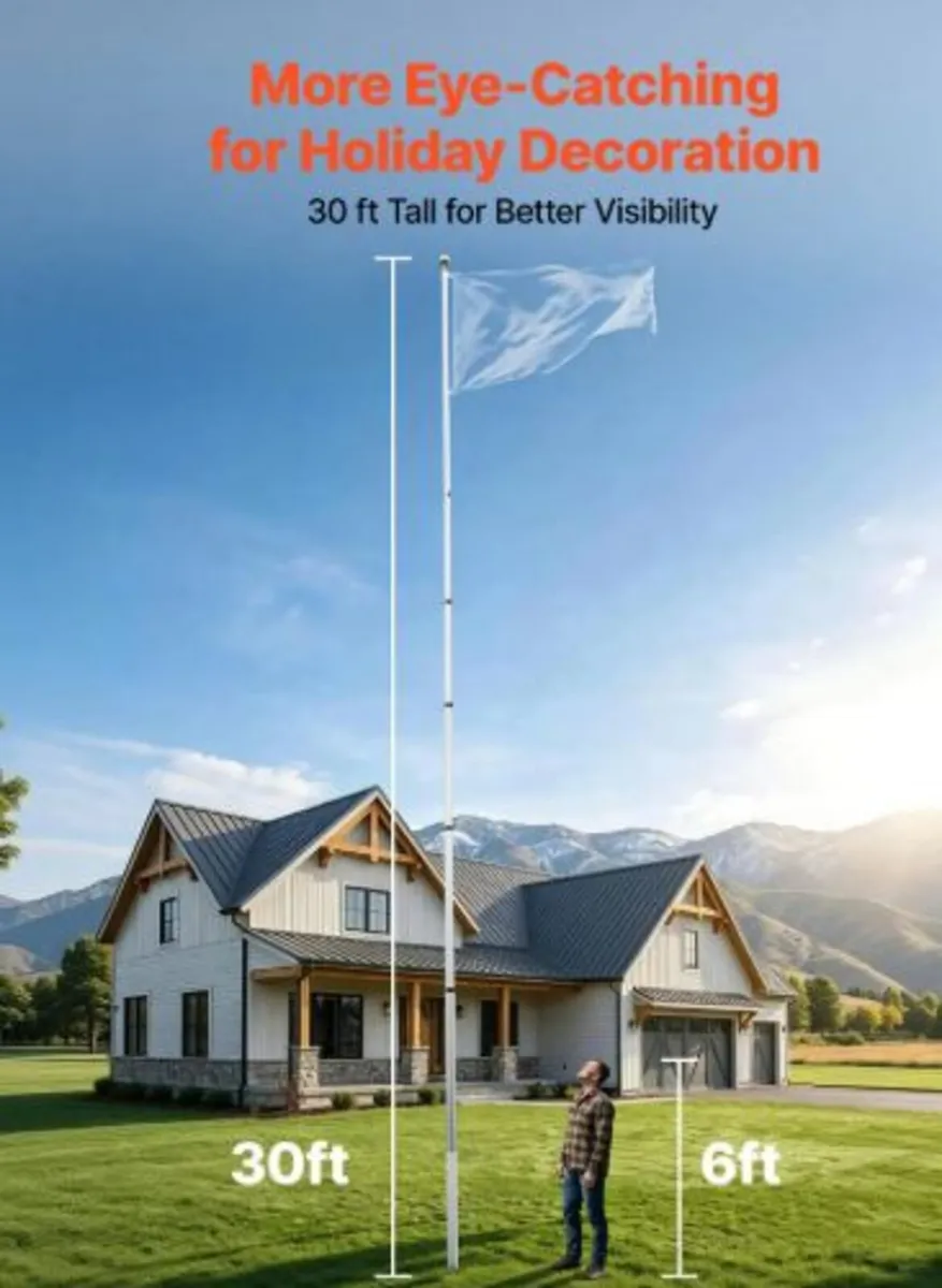Flag Pole, 9.14 m Heavy Duty Telescopic Flagpole - Image 2