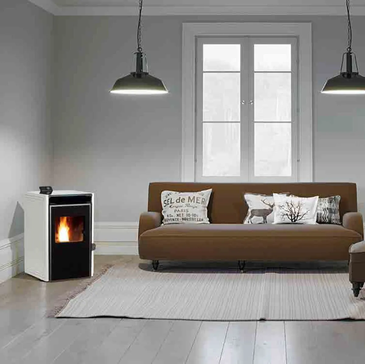 NEW 6Kw white wood pellet stove, perfect condition - Image 2