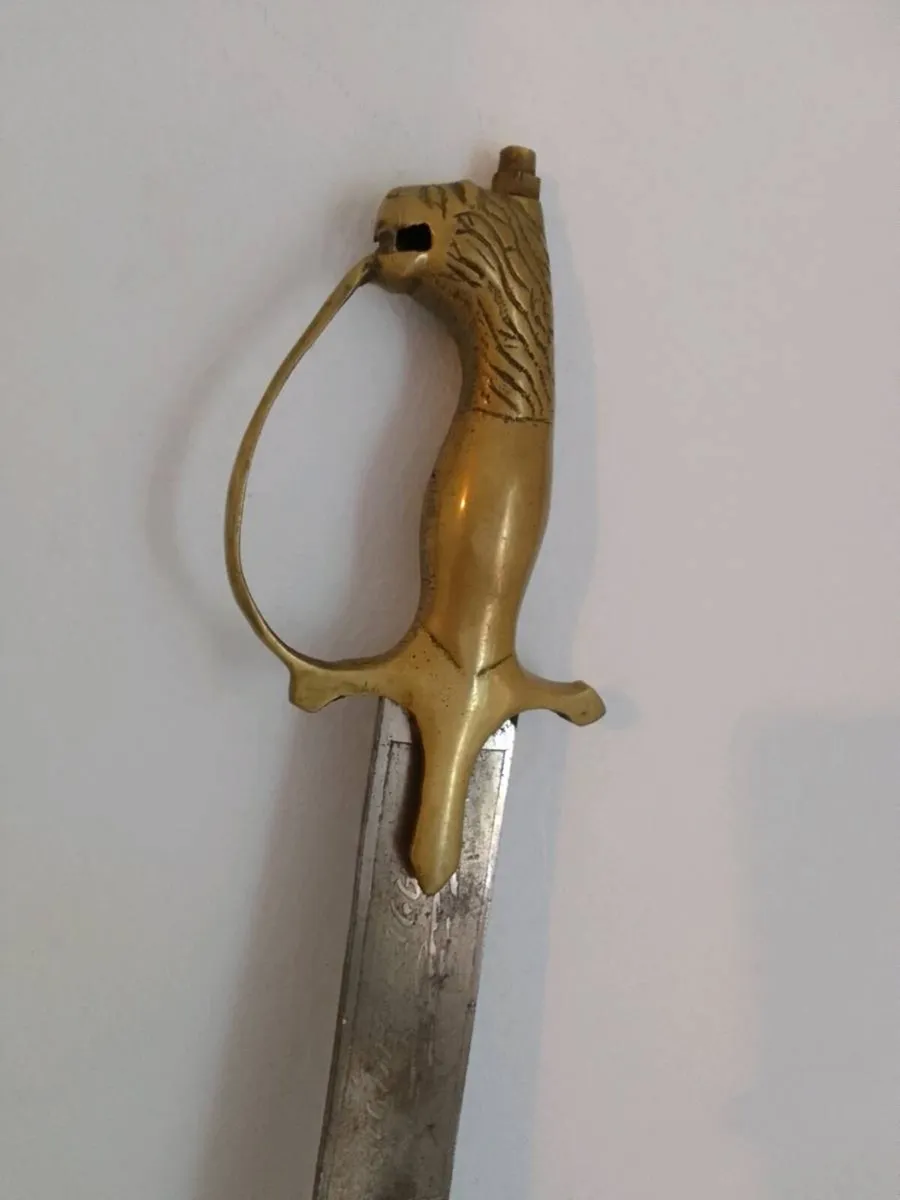 Vintage lion head brass sword india - Image 2
