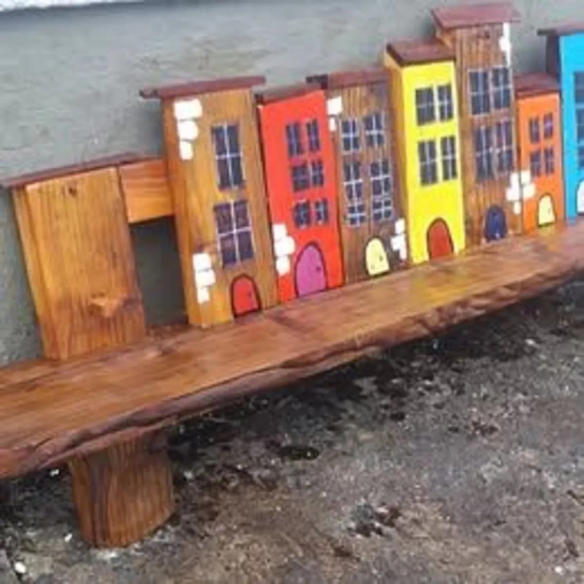 Rustic quirky town floating shelf. - Image 2
