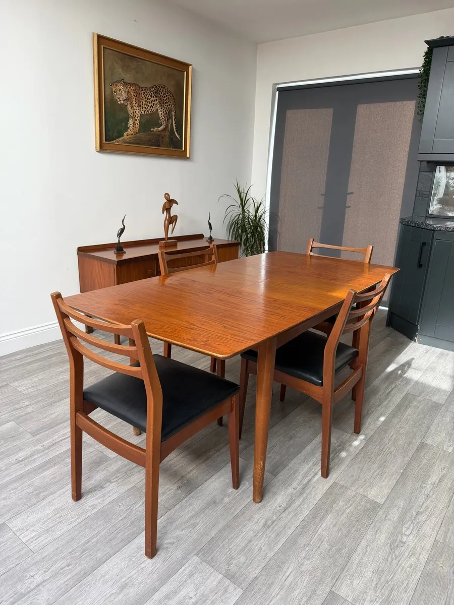 Mid Century Extendable Dining Table & 4 Chairs - Image 2