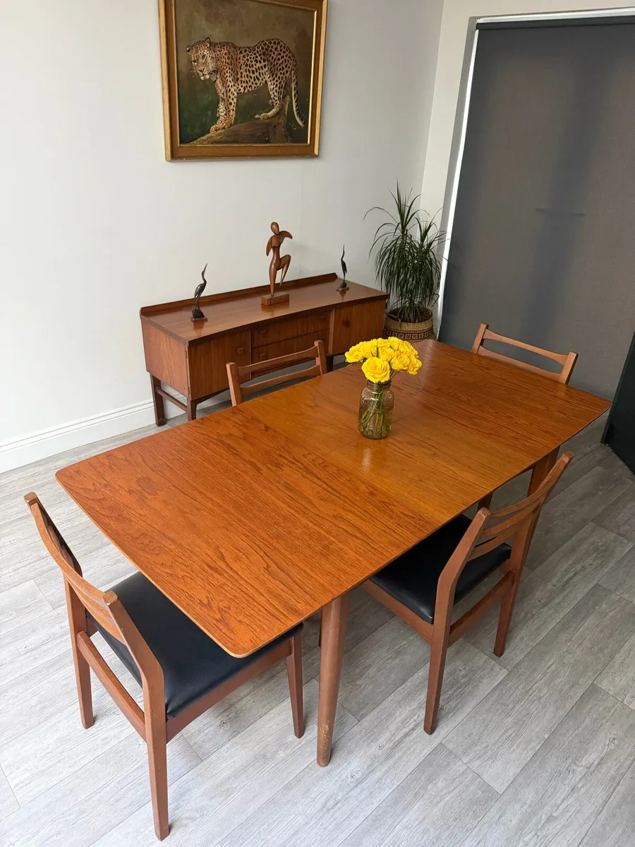 Mid Century Extendable Dining Table & 4 Chairs - Image 4