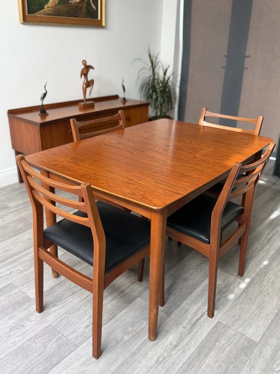 Mid Century Extendable Dining Table & 4 Chairs - Image 1