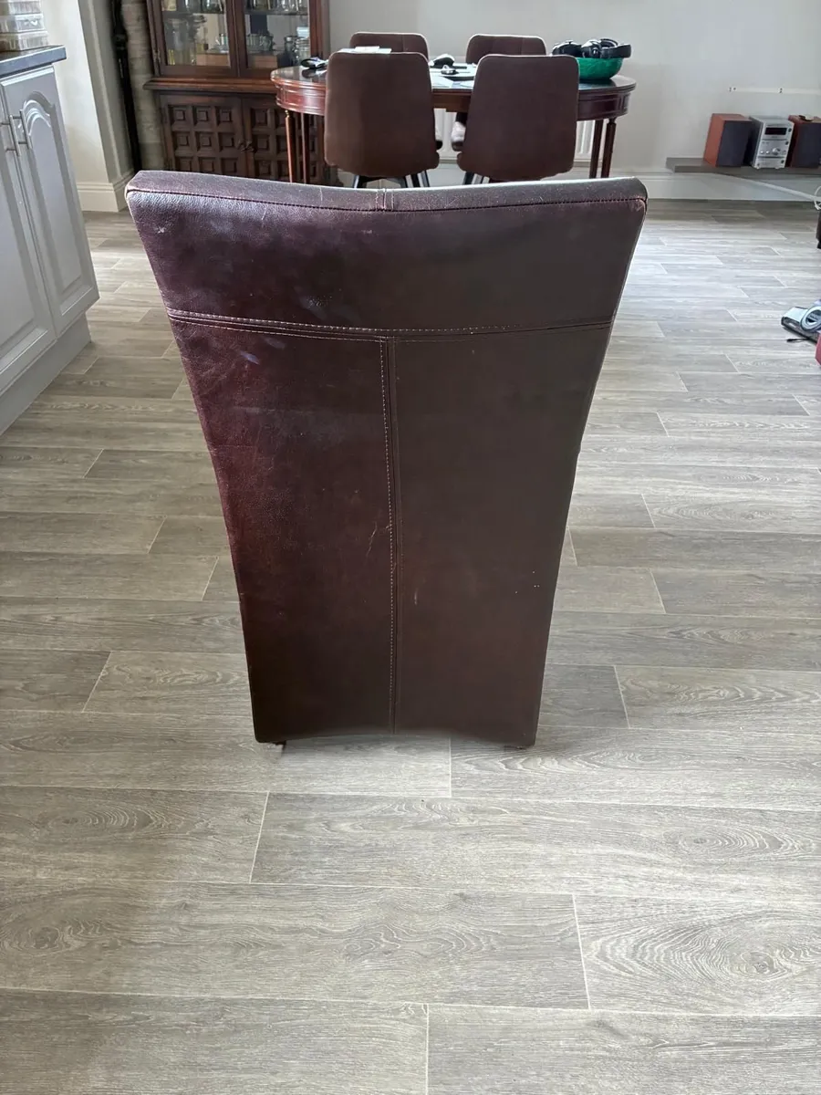 Pair of Brown Leather Effect Armchairs on Castors - Image 3