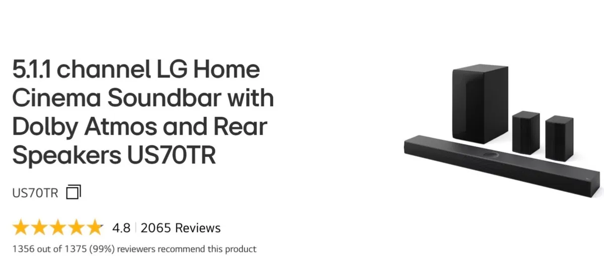 LG Home Cinema Sound bar US70T 5.1.1 channel - Image 2