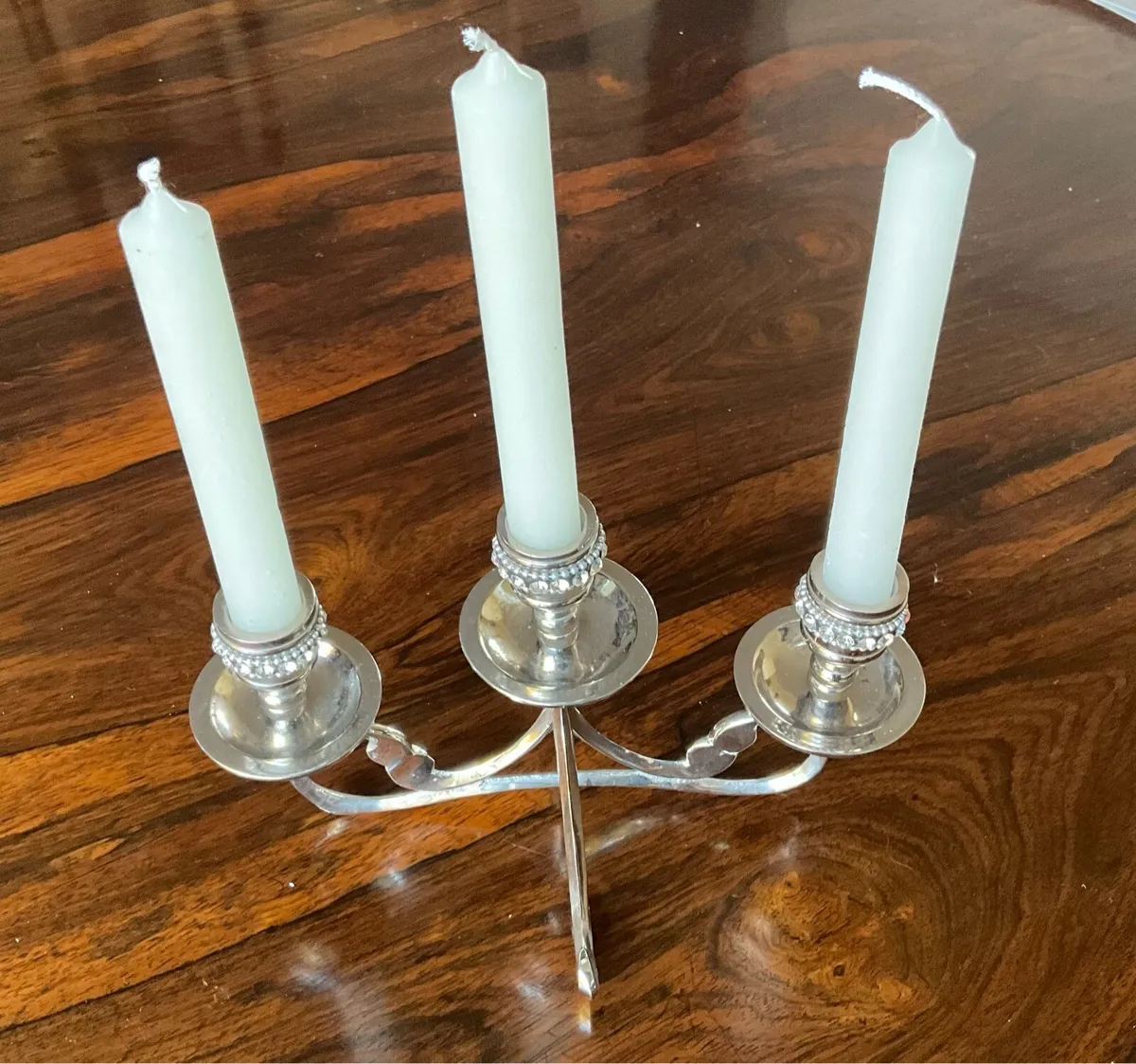 Beautiful Chrome Candelabra with Rhinestone Decor - Image 3