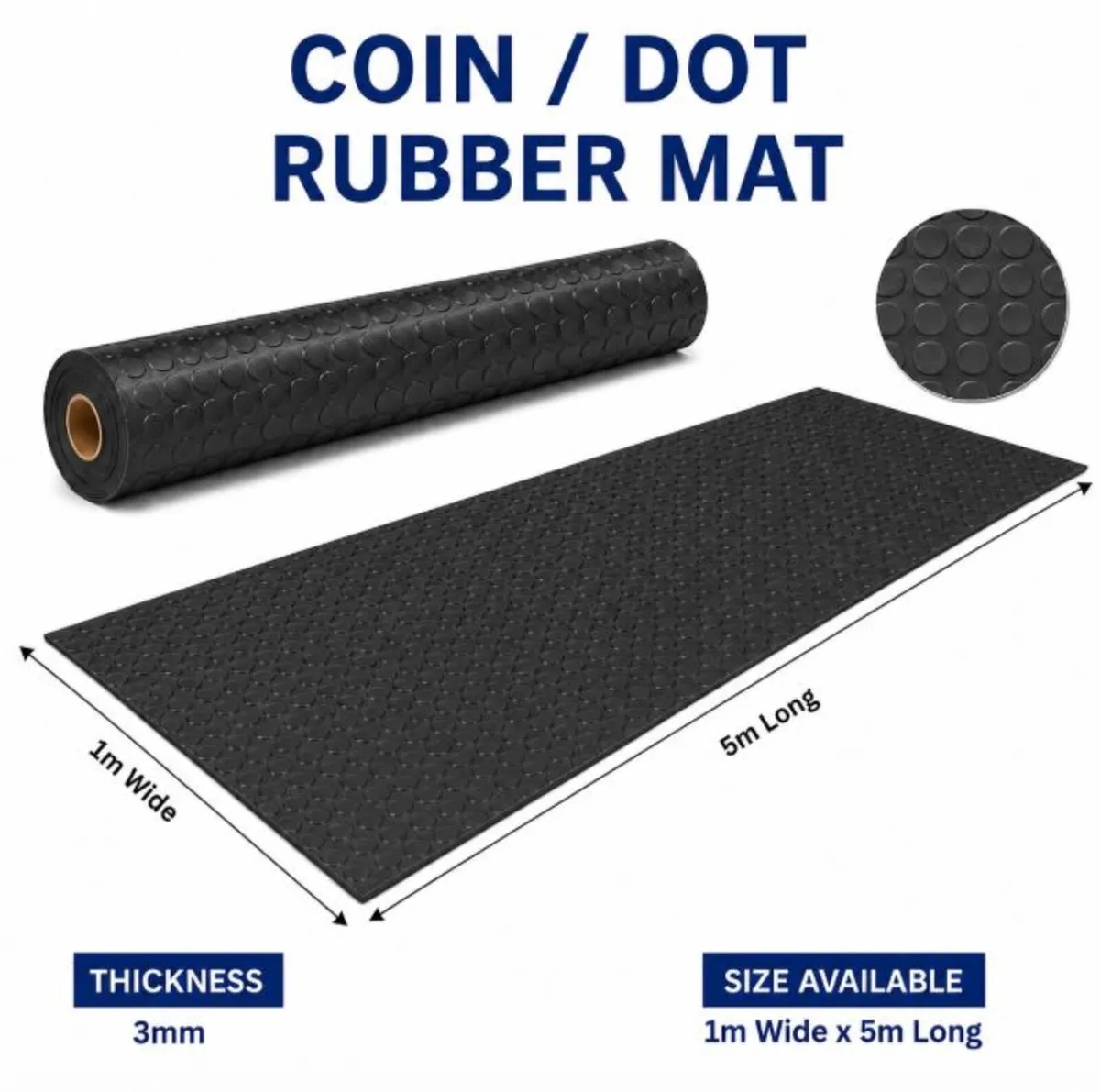 Coin Rubber Mat - 3mm thickness, 1m(W) x 5m (L) - Image 2