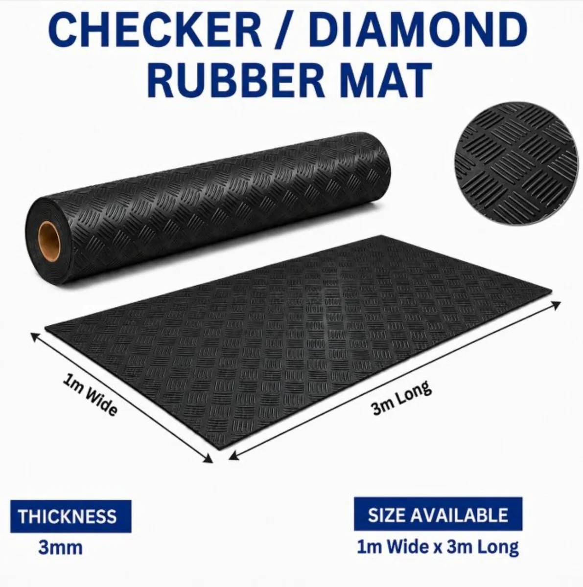Checker Rubber Mat - 3mm thickness, 1m(W) x 3m (L) - Image 3