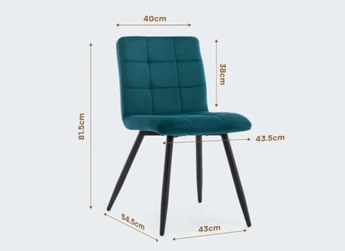 4 x Cubana Teal Velvet Upholstered Dining Chairs - Image 4